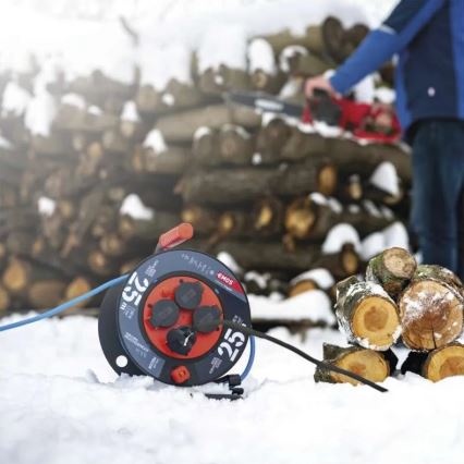 Μπαλαντέζα καρούλι με 4 πρίζες 25m σιλικόνη IP44