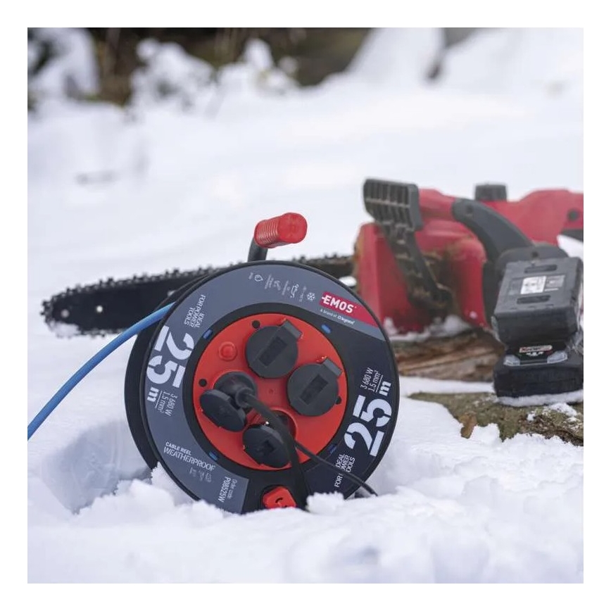 Μπαλαντέζα καρούλι με 4 πρίζες 25m σιλικόνη IP44