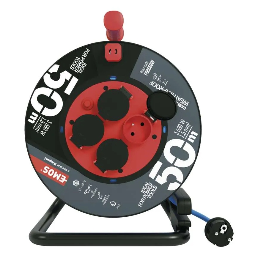 Μπαλαντέζα καρούλι με 4 πρίζες 50m σιλικόνη IP44