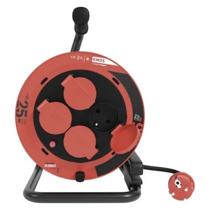 Μπαλαντέζα σε καρούλι με 4 πρίζες 25m IP44 κόκκινο