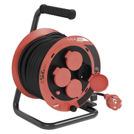 Μπαλαντέζα σε καρούλι με 4 πρίζες 25m IP44 κόκκινο