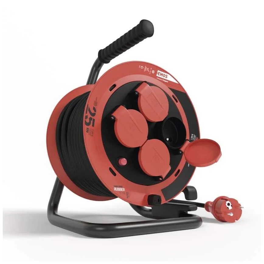 Μπαλαντέζα σε καρούλι με 4 πρίζες 25m IP44 κόκκινο