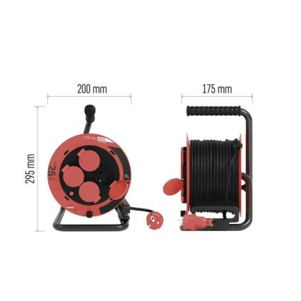 Μπαλαντέζα σε καρούλι με 4 πρίζες 25m IP44 κόκκινο