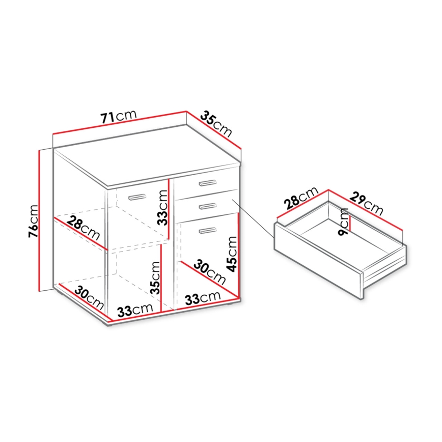 Μπουφές MIKE 76x71 cm λευκό