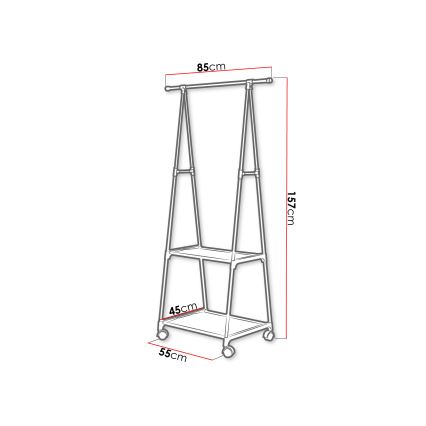 Μεταλλική κρεμάστρα δαπέδου με ράφια OLAZEN 157x85 cm μαύρο