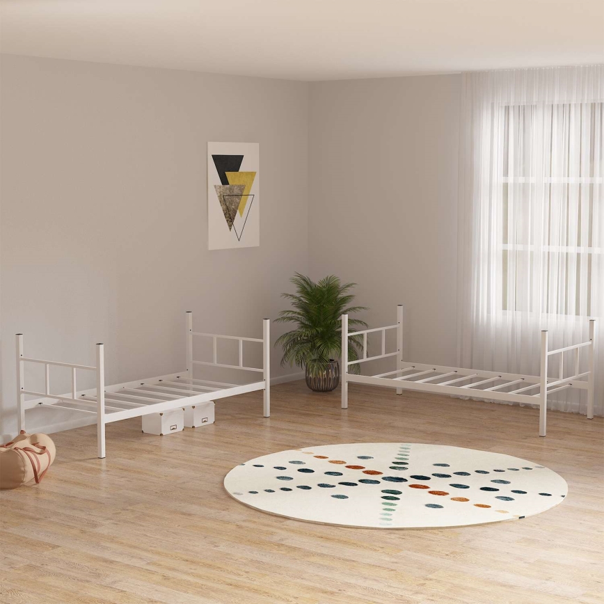 Μεταλλική κουκέτα MAVEN 90×200 εκ., λευκή, αντοχή 2×100 kg