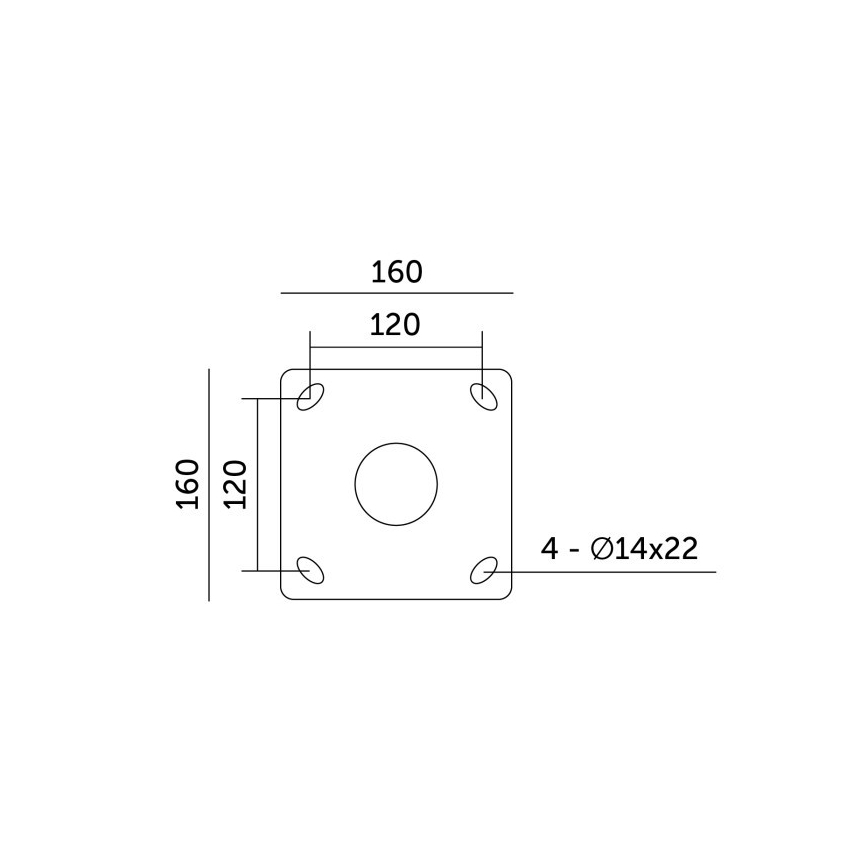 Μεταλλική ράβδος για στύλο εξωτερικού φωτισμού BASE, μήκος 4 m, διάμετρος 60 mm, μαύρη