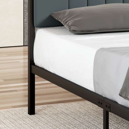 Μεταλλικό διπλό κρεβάτι LUNOR 160x200 cm σε ανθρακί, αντοχή έως 200 kg