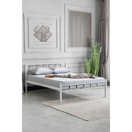 Μεταλλικό διπλό κρεβάτι ORMEL 120x200 cm, λευκό, μέγιστο φορτίο 120 kg