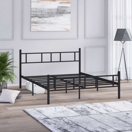 Μεταλλικό διπλό κρεβάτι PIRON 120x200 cm, μαύρο, μέγιστο φορτίο 120 kg