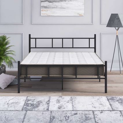 Μεταλλικό διπλό κρεβάτι PIRON 160x200 cm, σε μαύρο χρώμα, αντοχή έως 200 kg