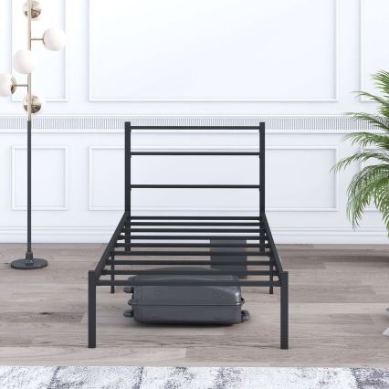 Μεταλλικό μονό κρεβάτι FERON 90x200 cm, μαύρο, αντοχή έως 120 kg