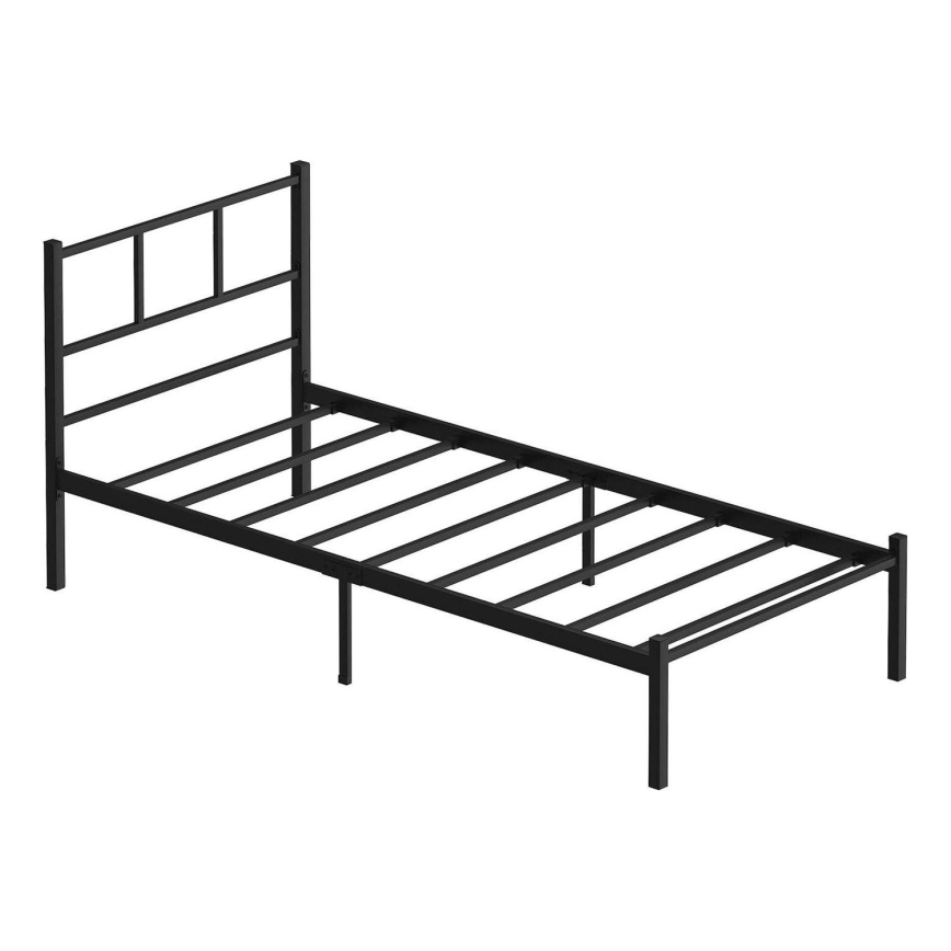 Μεταλλικό μονό κρεβάτι ROVAN 90x200 cm, μαύρο, αντοχή 120 kg