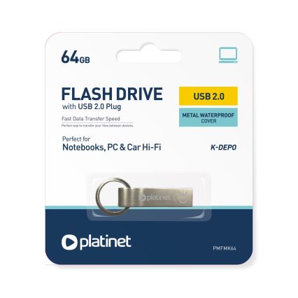 Μεταλλικός αδιάβροχος Flash Disk USB 64GB ματ χρώμιο