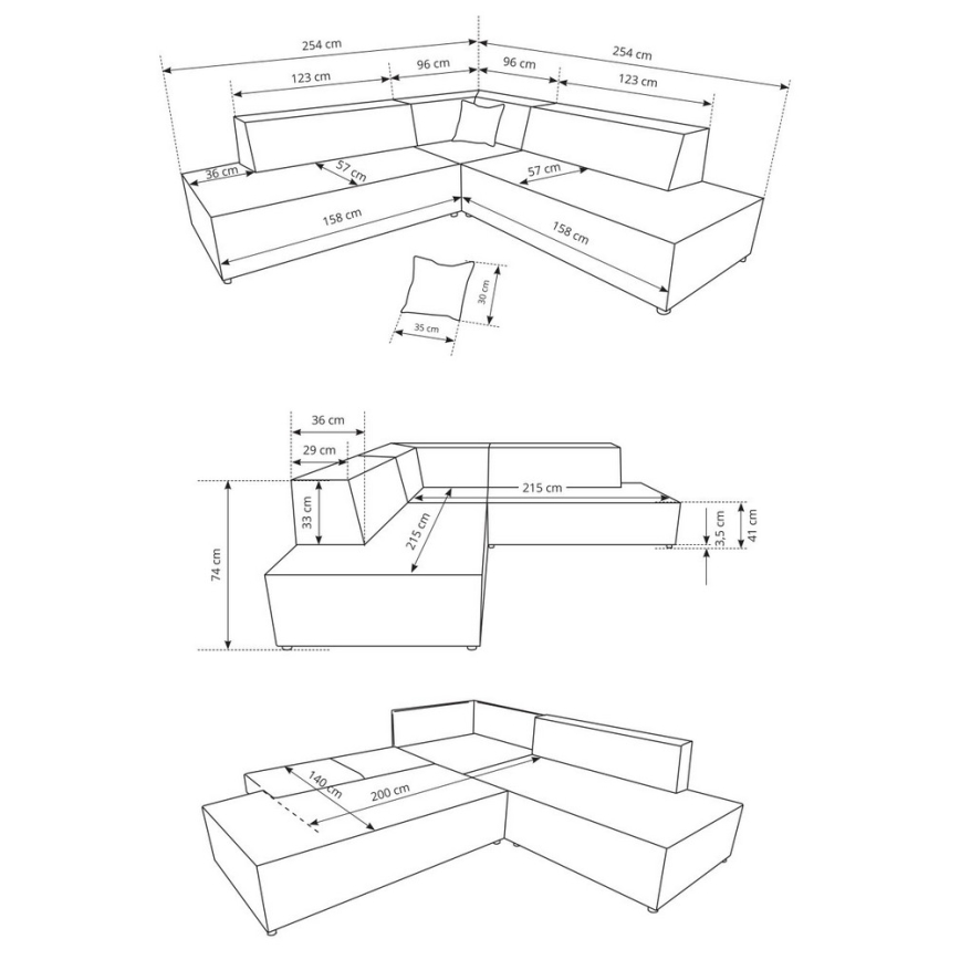 Μετατρέψιμος γωνιακός καναπές-κρεβάτι με αποθηκευτικό χώρο σε σχήμα L TERAMO δεξιά μπεζ