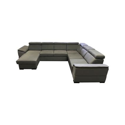 Αναδιπλούμενος γωνιακός καναπές-κρεβάτι GRANADA σε σκούρο γκρι, με προσαρμόσιμη γωνία σε σχήμα U και αποθηκευτικό χώρο