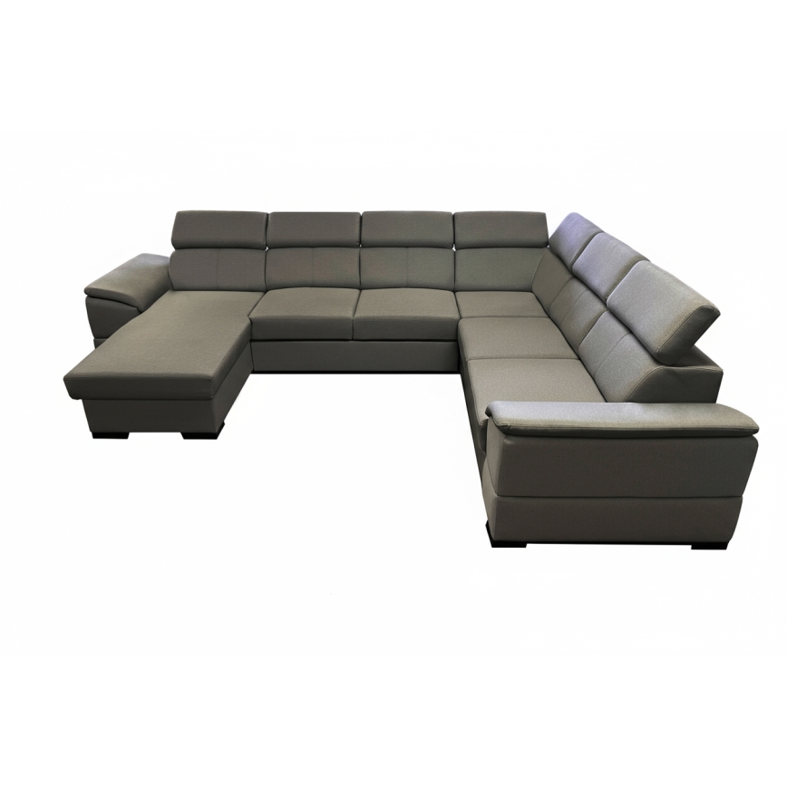 Αναδιπλούμενος γωνιακός καναπές-κρεβάτι GRANADA σε σκούρο γκρι, με προσαρμόσιμη γωνία σε σχήμα U και αποθηκευτικό χώρο