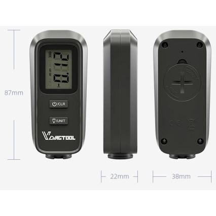 Μετρητής πάχους στρώσης βερνικιού 2xCR2032