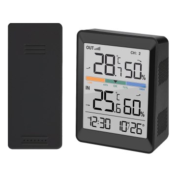 Μετεωρολογικός σταθμός με ξυπνητήρι 2xAAA + 2xAAA μαύρο