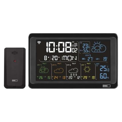 Μετεωρολογικός σταθμός GoSmart με οθόνη LCD, 230V/3xAAA + 2×AAA, Wi‑Fi Tuya, μαύρος