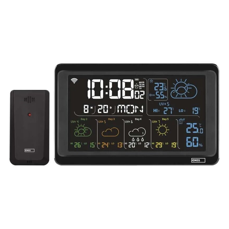 Μετεωρολογικός σταθμός GoSmart με οθόνη LCD, 230V/3xAAA + 2×AAA, Wi‑Fi Tuya, μαύρος
