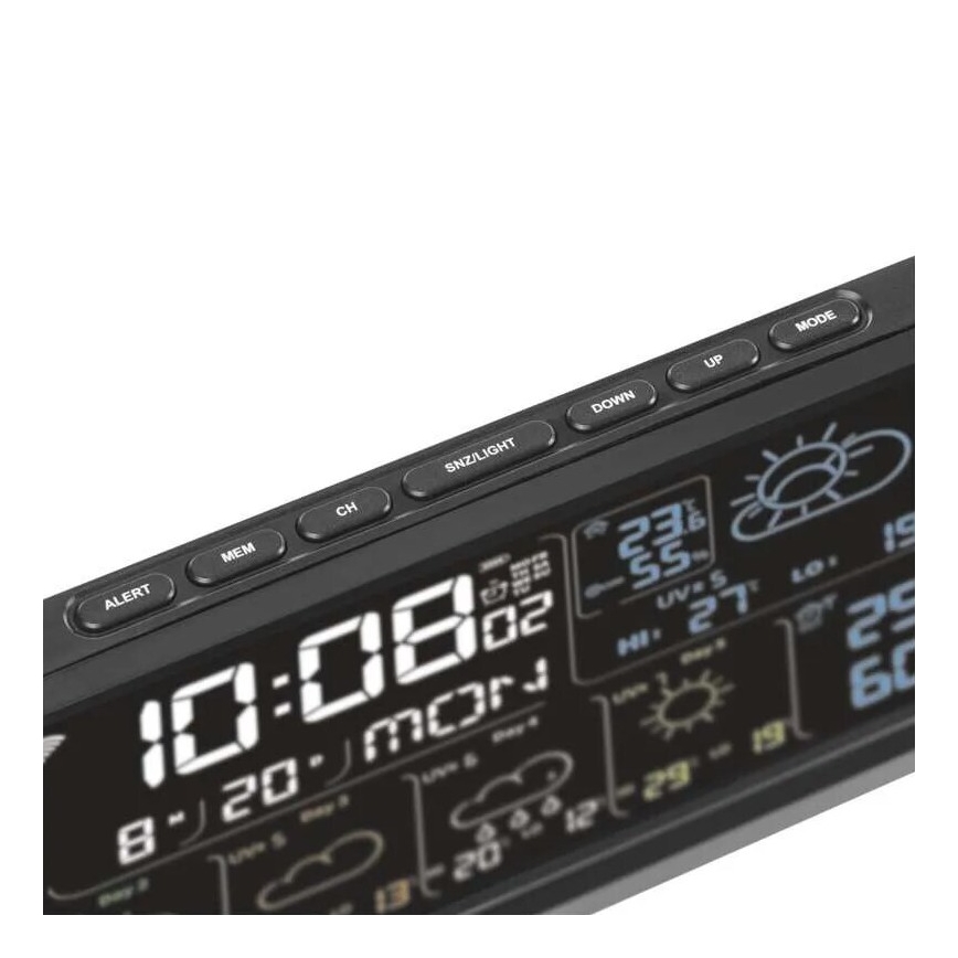 Μετεωρολογικός σταθμός GoSmart με οθόνη LCD, 230V/3xAAA + 2×AAA, Wi‑Fi Tuya, μαύρος