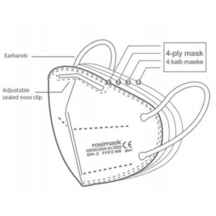 Μάσκα προστασίας παιδικό μέγεθος FFP2 ROSIMASK MR-12 NR λευκό 1τμχ