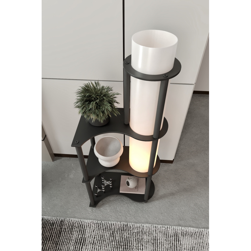 Μαύρη επιτραπέζια λάμπα NOTO με ράφια 1xE27/40W/230V