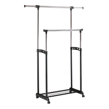Μεταλλική κρεμάστρα δαπέδου 170x142 cm μαύρο/γυαλιστερό χρώμιο