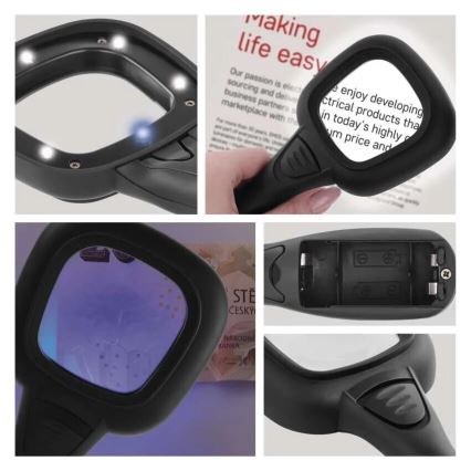 Μεγεθυντικός φακός LED 2,5xZOOM με οπίσθιο φωτισμό και φως UV LED/UV/2xAAA