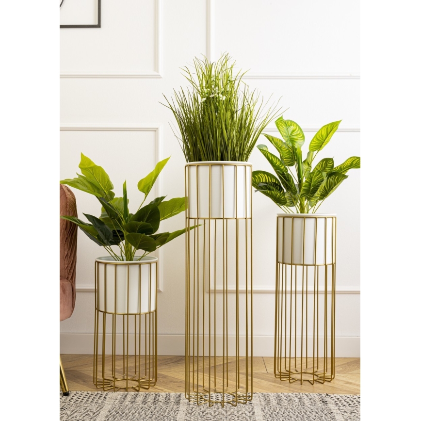 Μεταλλικό κασπώ LOFT 42x20 cm χρυσαφί/λευκό