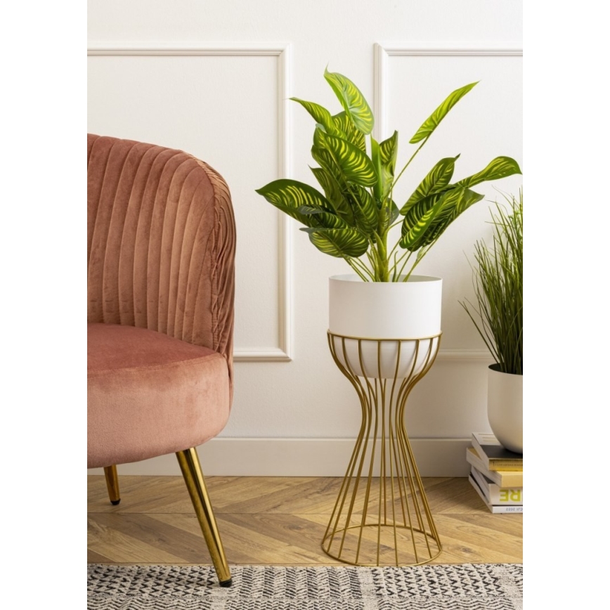 Μεταλλικό κασπώ LOFT 46x20 cm χρυσαφί/λευκό