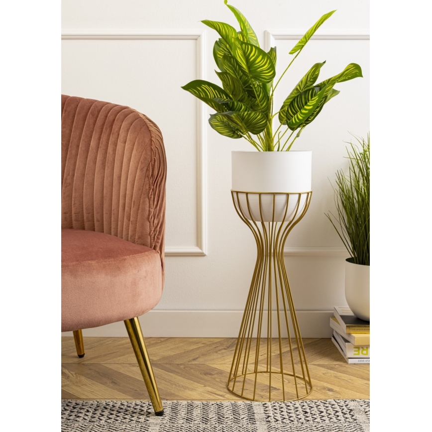 Μεταλλικό κασπώ LOFT 56x20 cm χρυσαφί/λευκό