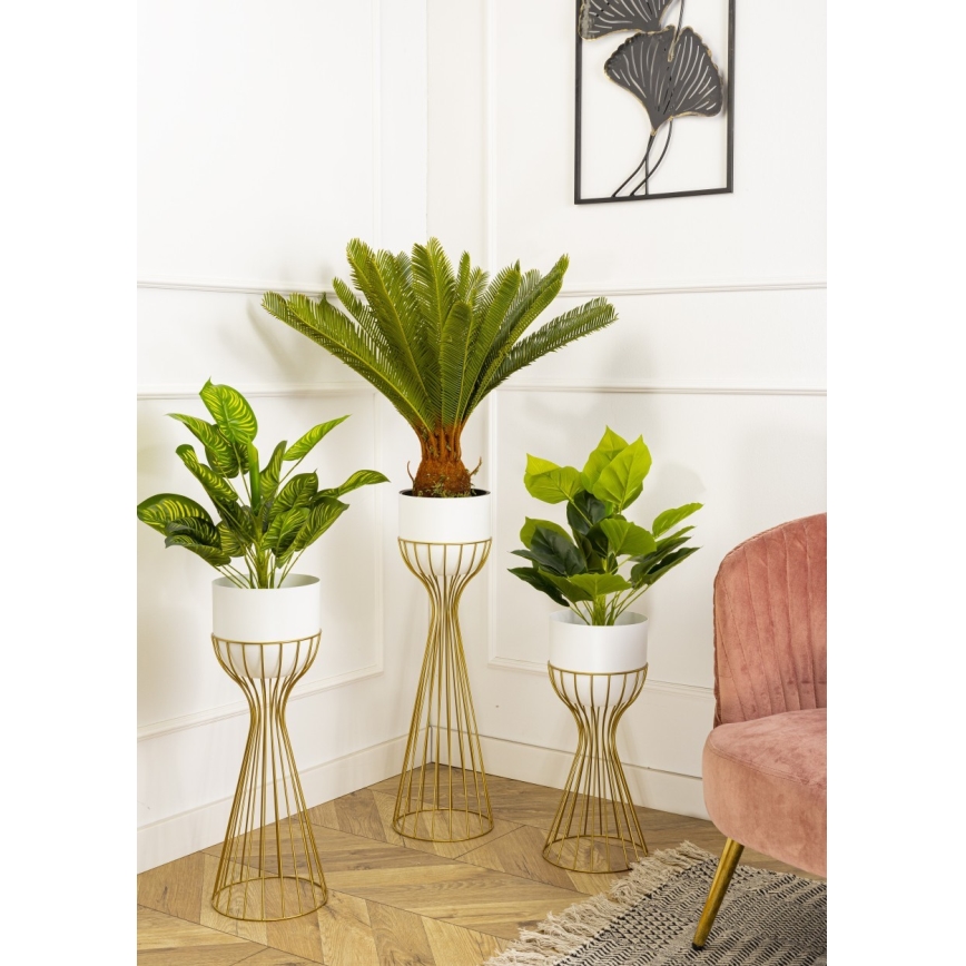 Μεταλλικό κασπώ LOFT 56x20 cm χρυσαφί/λευκό