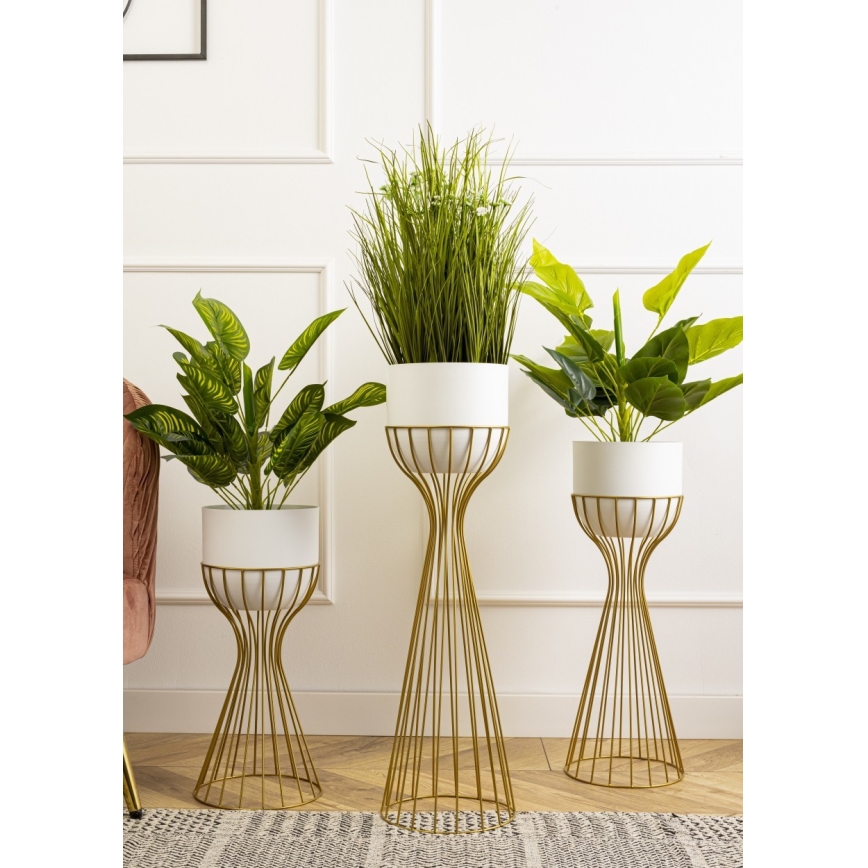 Μεταλλικό κασπώ LOFT 56x20 cm χρυσαφί/λευκό