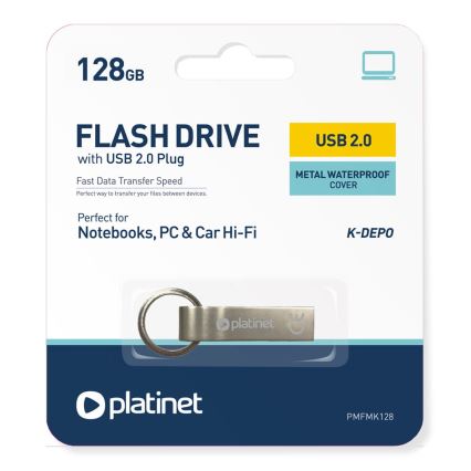 Μεταλλικός αδιάβροχος Flash Disk USB 128GB ματ χρώμιο