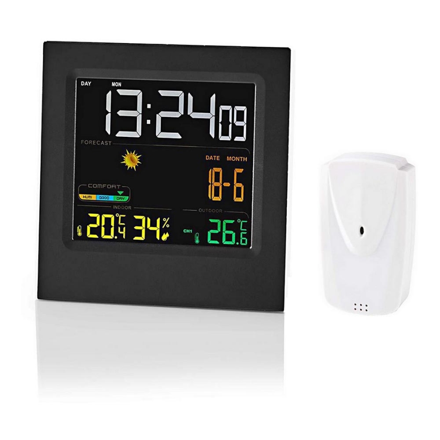 Μετεωρολογικός σταθμός με έγχρωμη οθόνη LCD 230V/3xAAA + 2xAA μαύρο