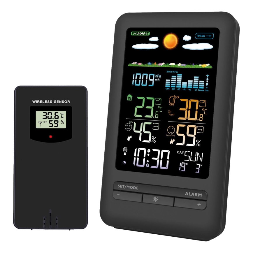 Μετεωρολογικός σταθμός με οθόνη LCD 2xAA + 2xAA μαύρο