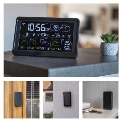 Μετεωρολογικός σταθμός με οθόνη LCD GoSmart 230V/3xAAA + 2×AAA Wi-Fi Tuya μαύρο