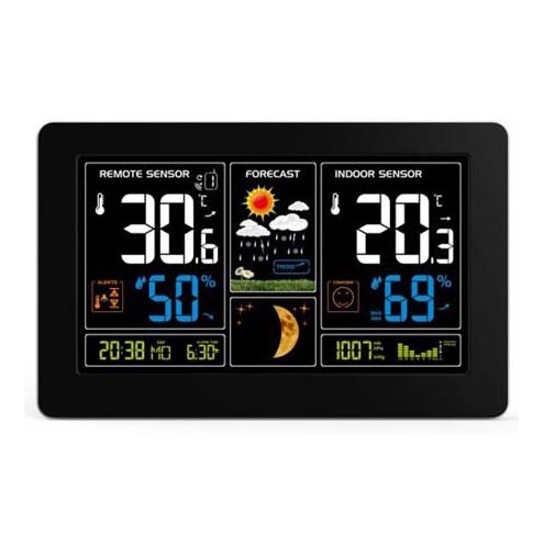 Μετεωρολογικός σταθμός με οθόνη LCD USB 5V/2xAAA + 2xAAA φόρτιση μαύρο