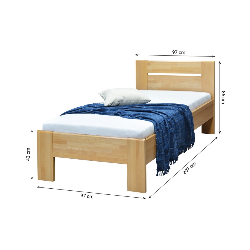 Μονό κρεβάτι AMBER από μασίφ οξιά, 90x200 cm