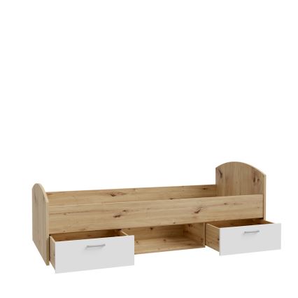 Μονό κρεβάτι με αποθηκευτικό χώρο URO 90x200 cm δρυς artisan/λευκό