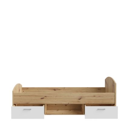 Μονό κρεβάτι με αποθηκευτικό χώρο URO 90x200 cm δρυς artisan/λευκό