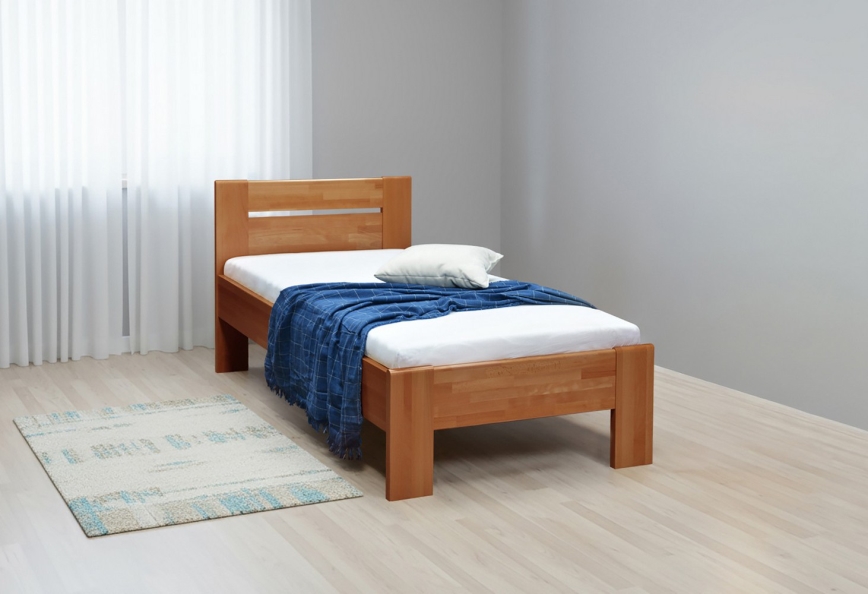 Μονόκλινο κρεβάτι AMBER 90x200 cm, φινίρισμα καρυδιάς