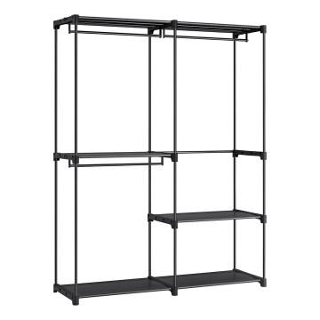 Ντουλάπα αποθήκευσης με ράφια και ράγα ρούχων MATIS 138x182 cm μαύρη