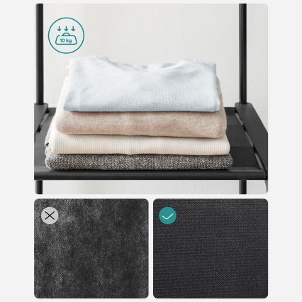 Ντουλάπα αποθήκευσης με ράφια και ράγα ρούχων MATIS 138x182 cm μαύρη