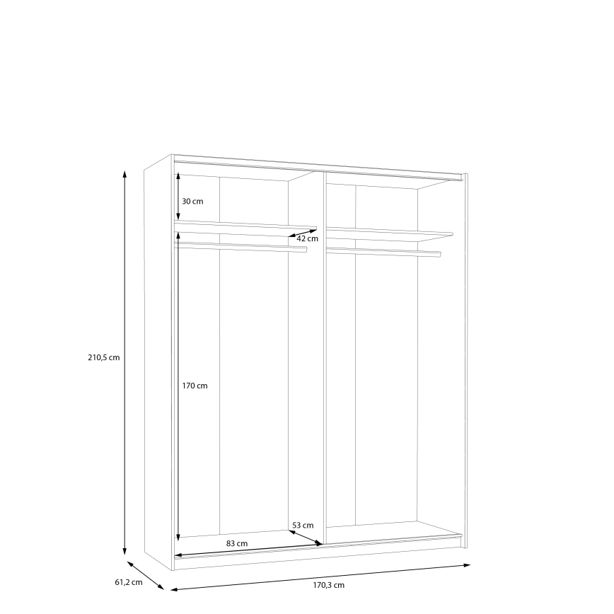 Ντουλάπα KARO 170x210 cm γκρι/πράσινο