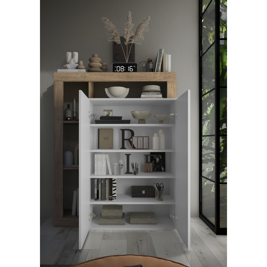 Ντουλάπα LENOR λευκή/ανοιχτό δρυς