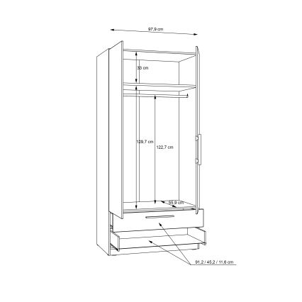 Ντουλάπα MARO 100x213 cm δρυς artisan