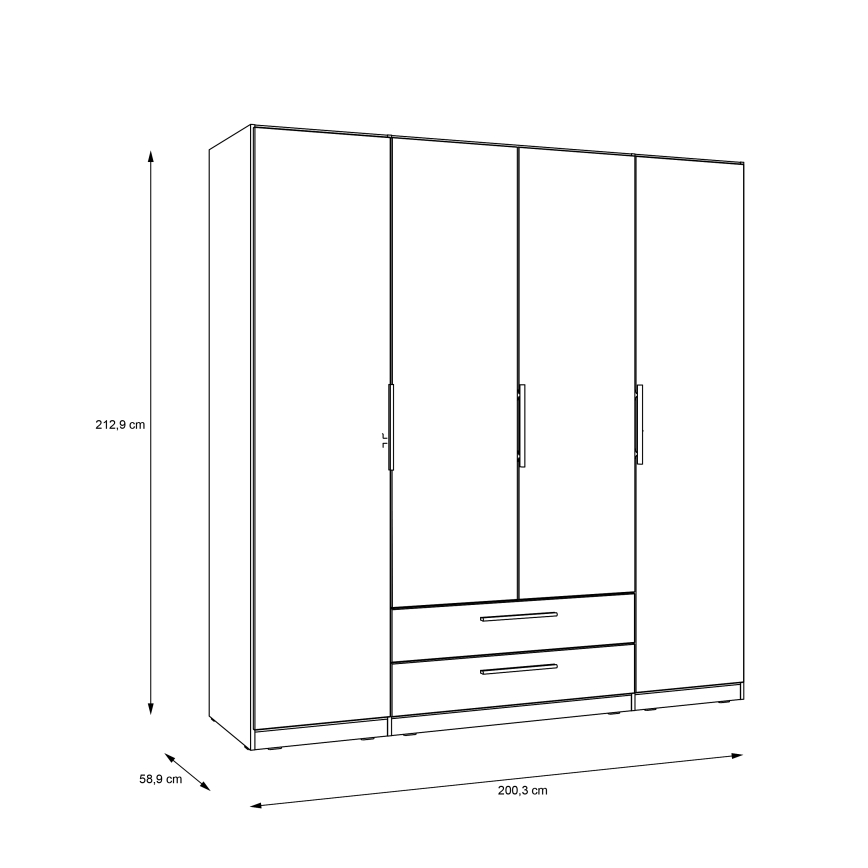 Ντουλάπα MARO με καθρέφτη 200x213 cm σε απόχρωση artisan δρυός
